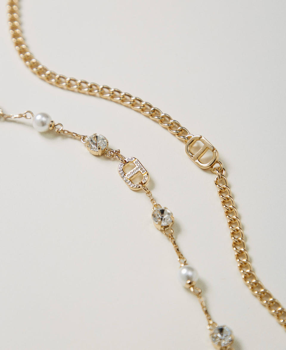 Twin Set Collana multifilo con strass e Oval T Spedizione Gratuita