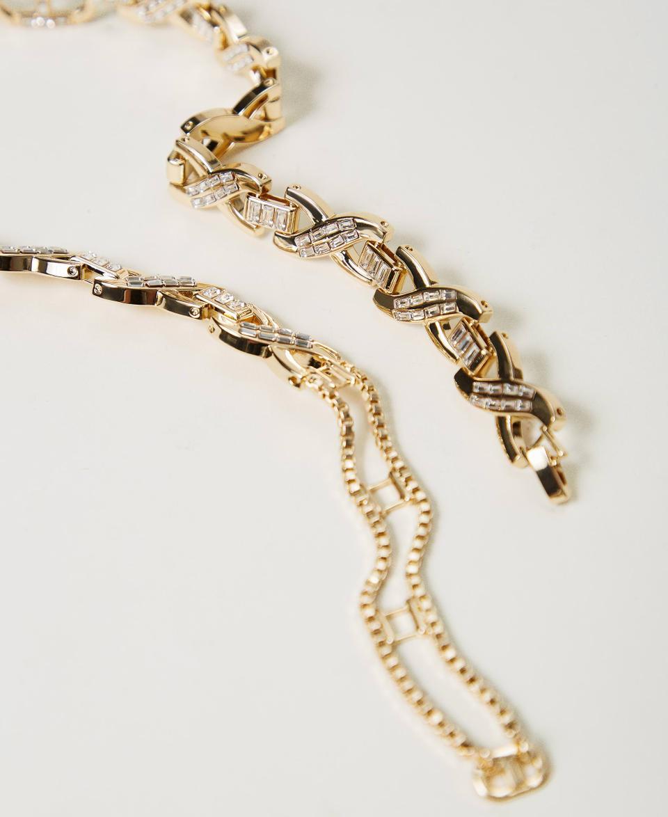 Twin Set Collana girocollo con strass e Oval T Presa