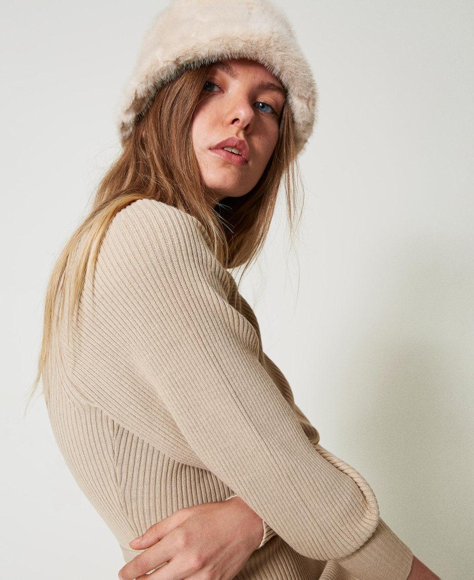 Twin Set Cappello bucket in faux fur con logo Nuova