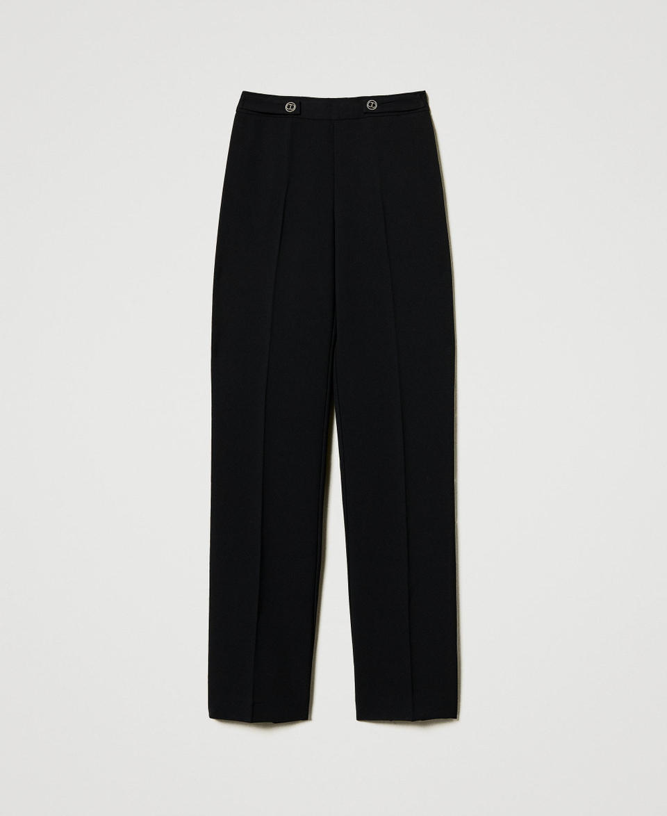 Twin Set Pantaloni straight leg in crêpe cady Vendita calda