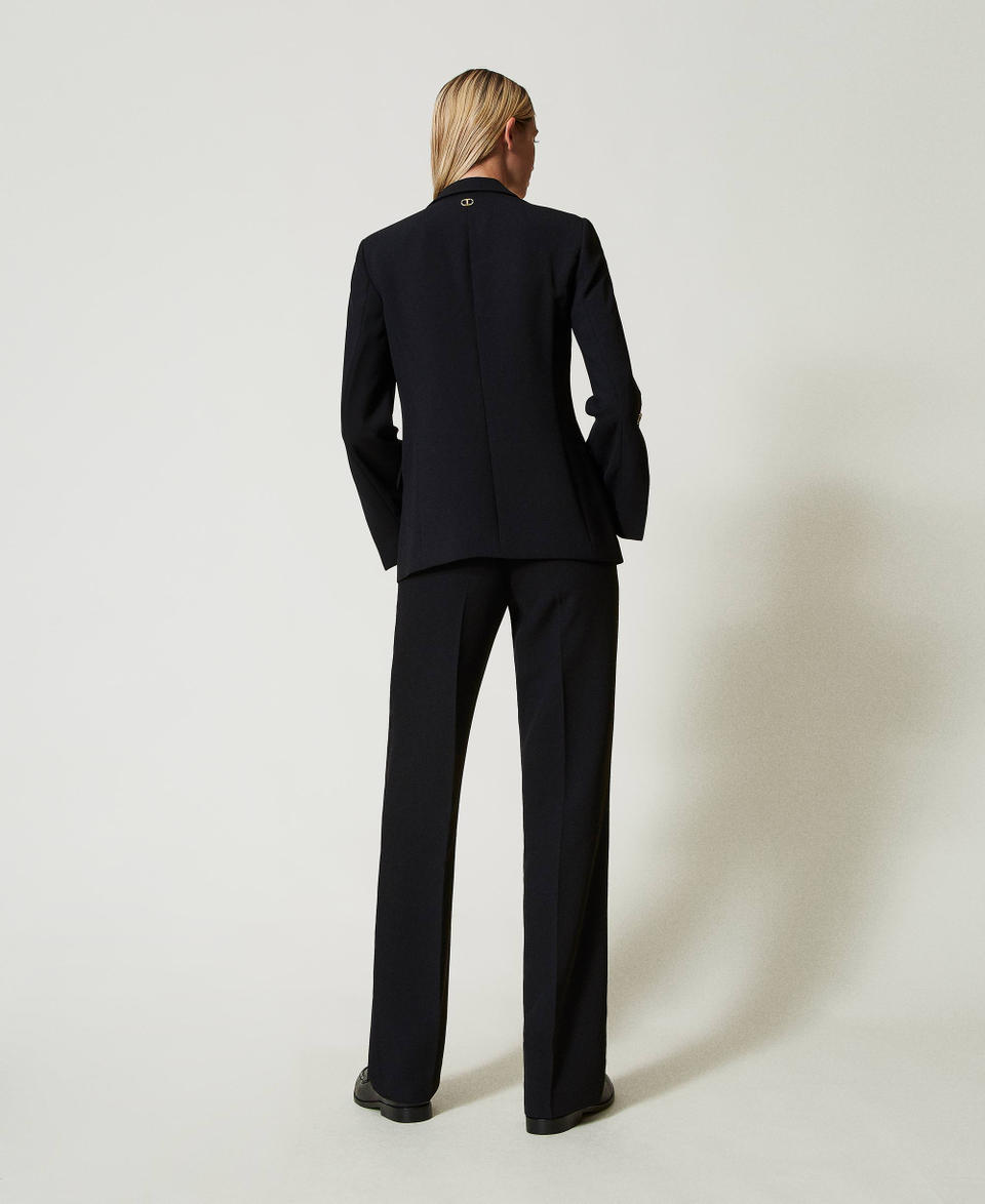 Twin Set Pantaloni straight leg in crêpe cady Vendita calda