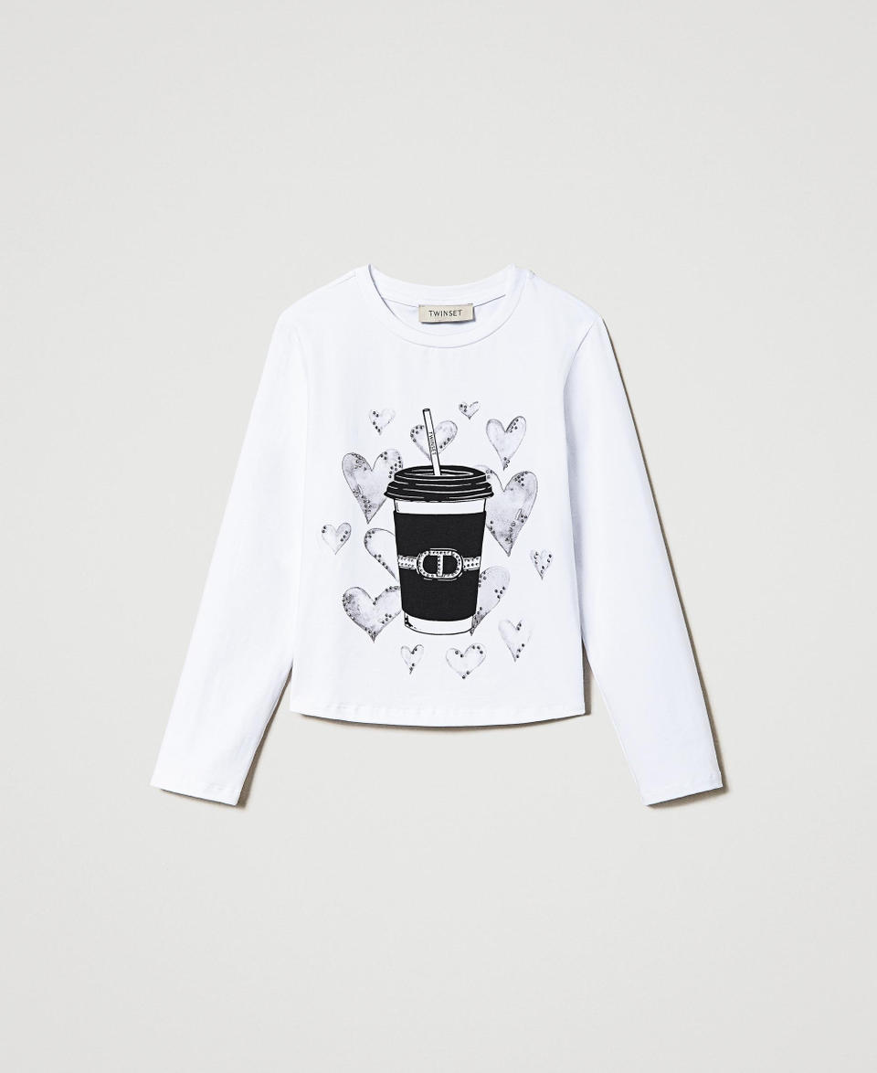 Twin Set T-shirt con stampa e strass Latest fashion