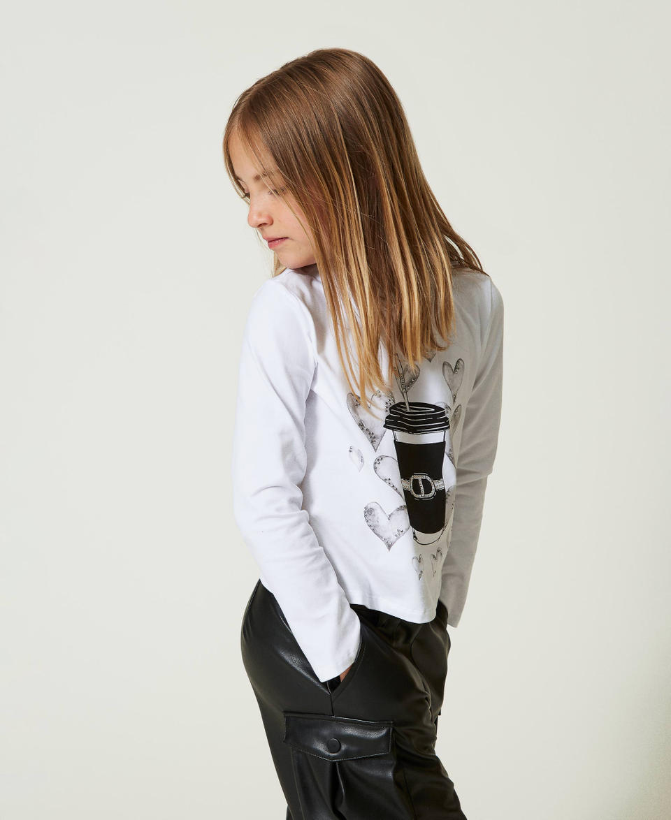 Twin Set T-shirt con stampa e strass Latest fashion