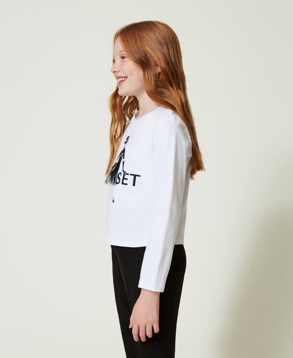Twin Set T-shirt con stampa logo e glitter Offerta temporanea