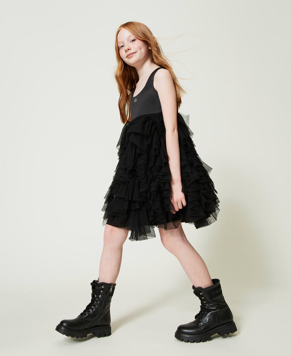 Twin Set Abito corto con volant in tulle Lightning offer