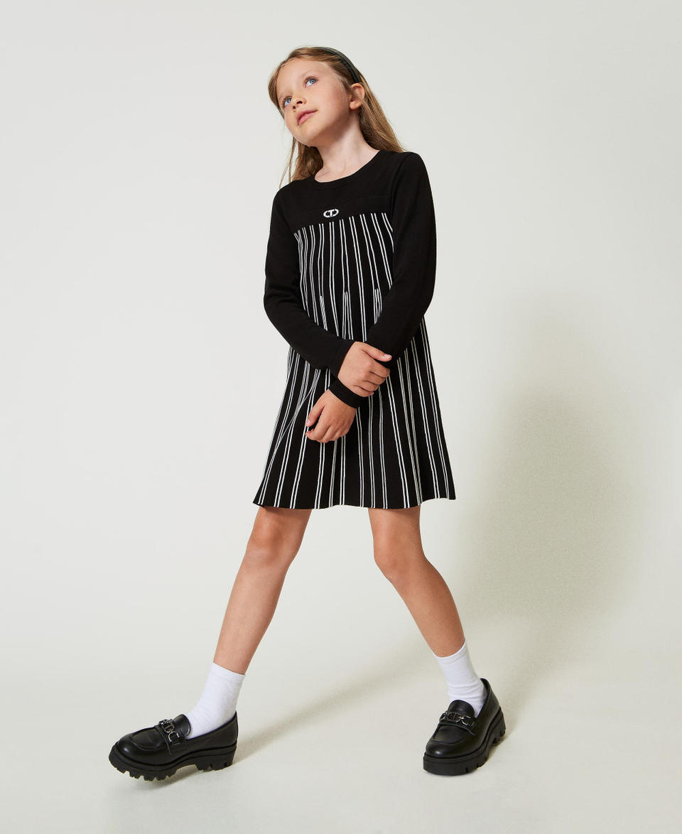 Twin Set Abito corto in maglia a righe flexage Nuovi prodotti