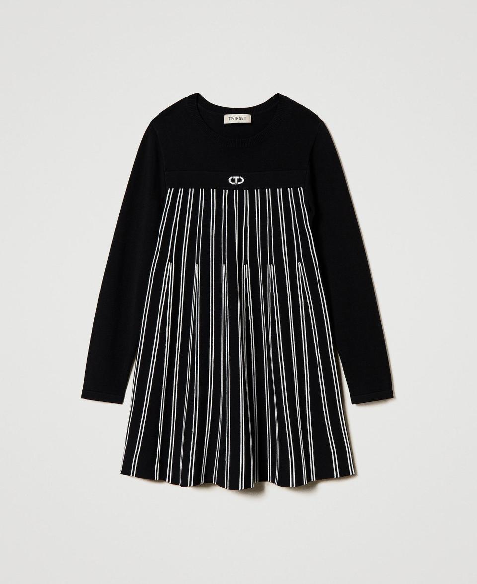 Twin Set Abito corto in maglia a righe flexage Nuovi prodotti