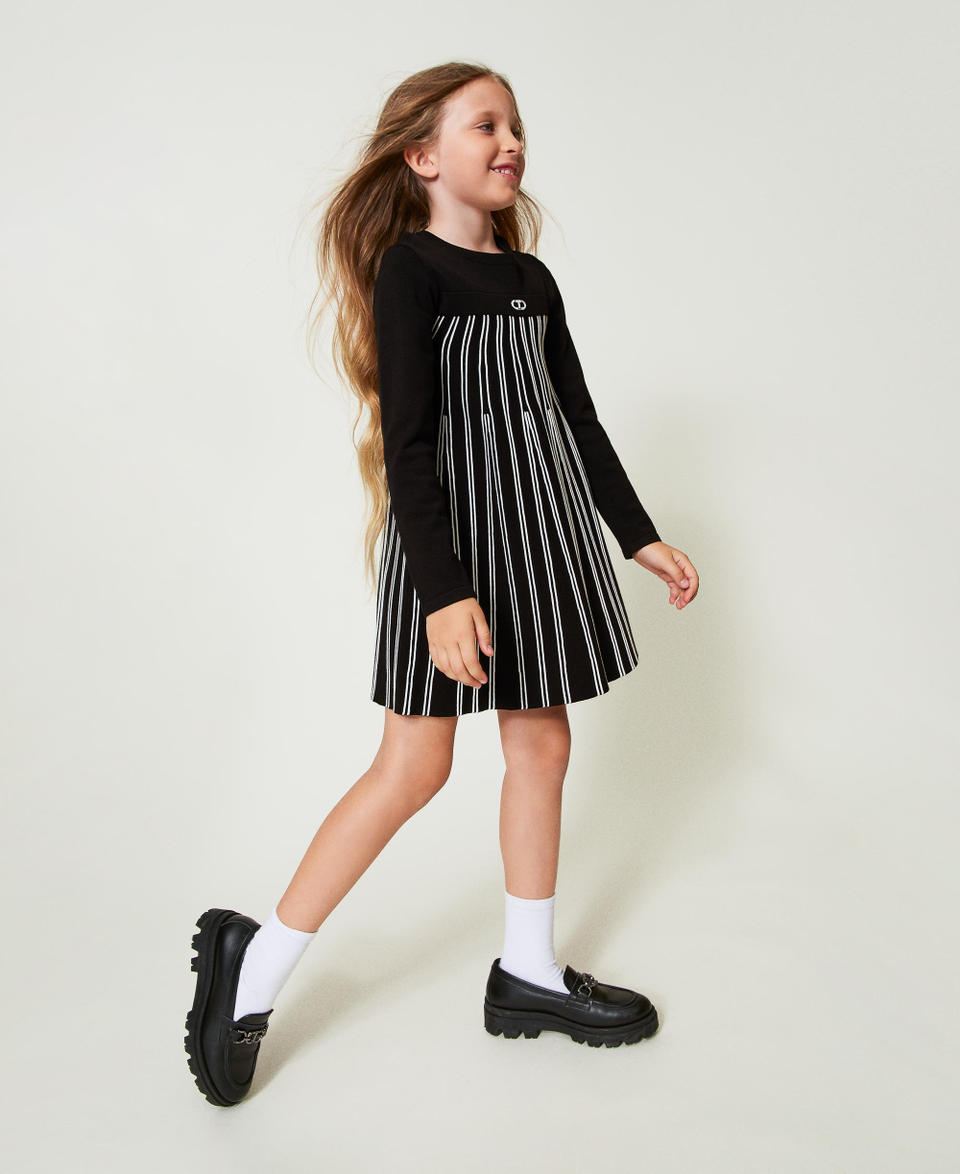 Twin Set Abito corto in maglia a righe flexage Nuovi prodotti