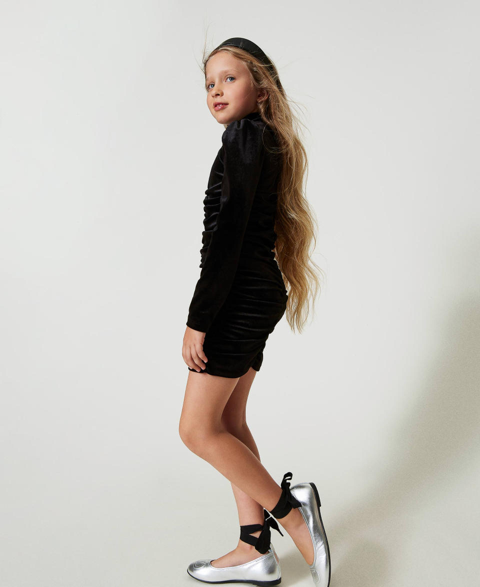 Twin Set Abito corto in ciniglia con arricciature Sconti VIP