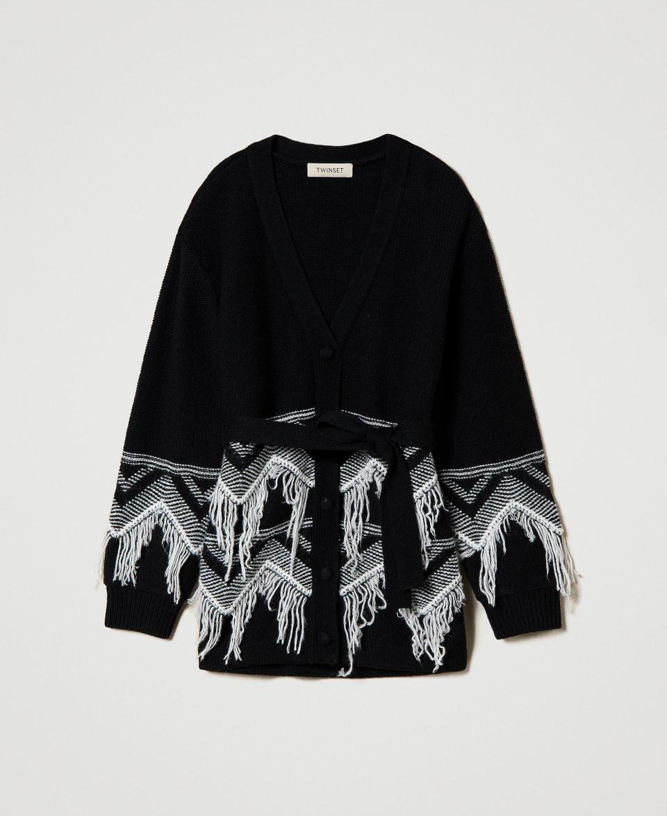 Twin Set Cappotto in maglia misto lana con frange Super Saving Price