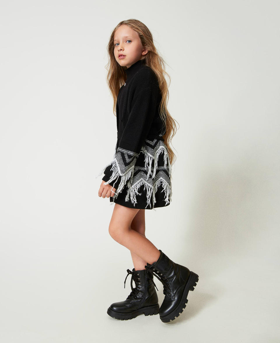 Twin Set Cappotto in maglia misto lana con frange Super Saving Price