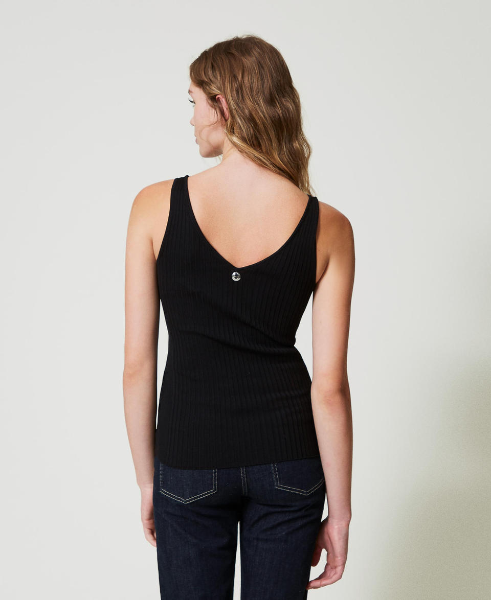 Twin Set Top in maglia a costine con perline Ultimi due giorni