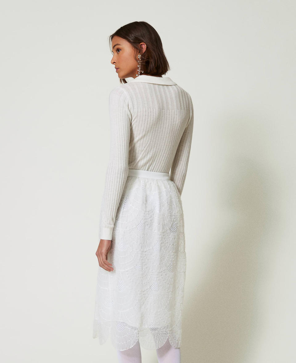 Twin Set Gonna longuette in organza con ricami Fino al 60% di sconto
