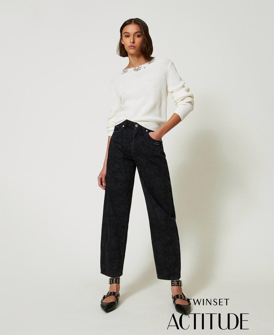 Twin Set Jeans barrel fit con stampa snake Only for today