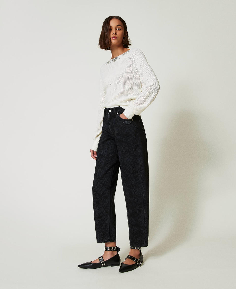 Twin Set Jeans barrel fit con stampa snake Only for today