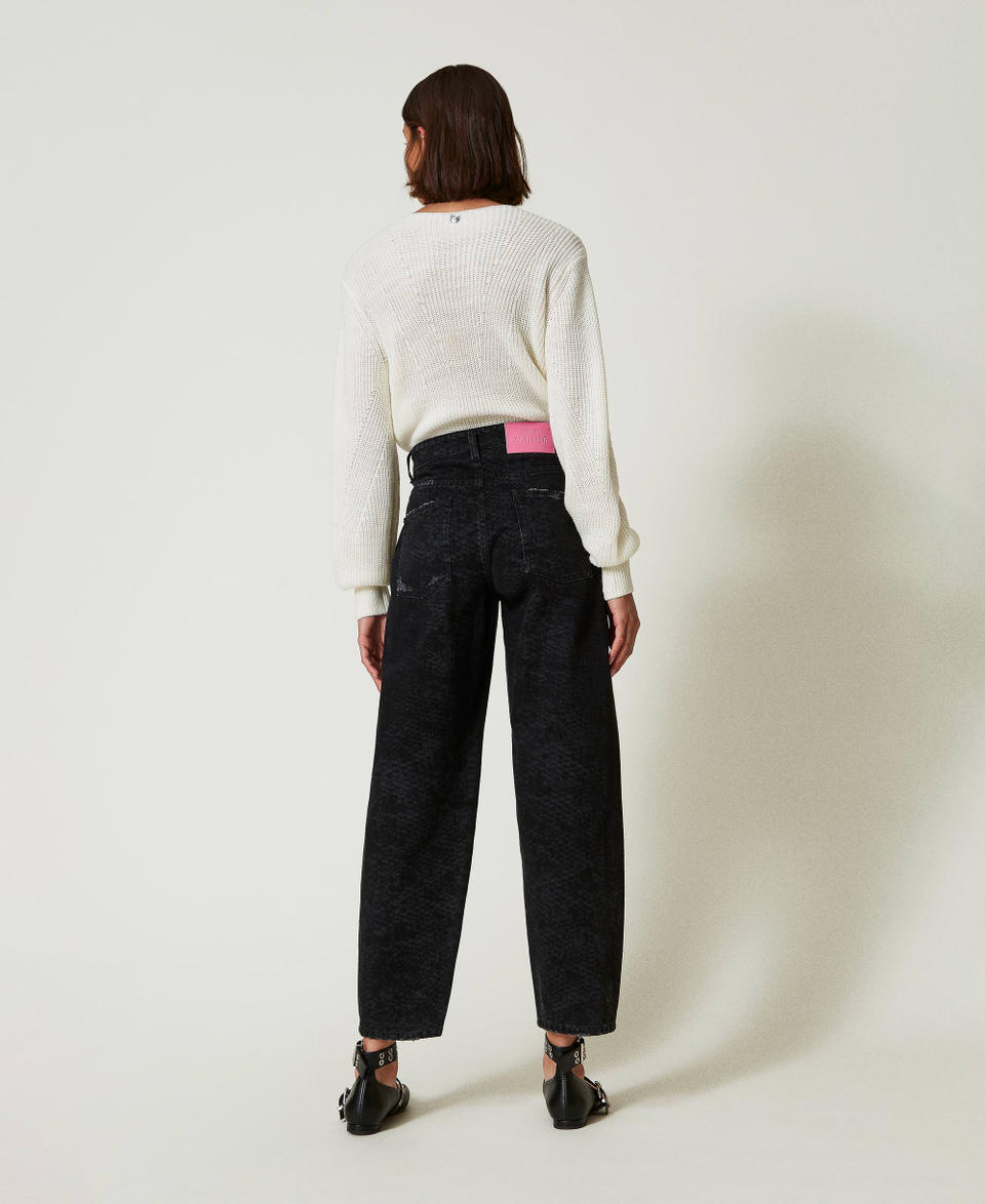 Twin Set Jeans barrel fit con stampa snake Only for today