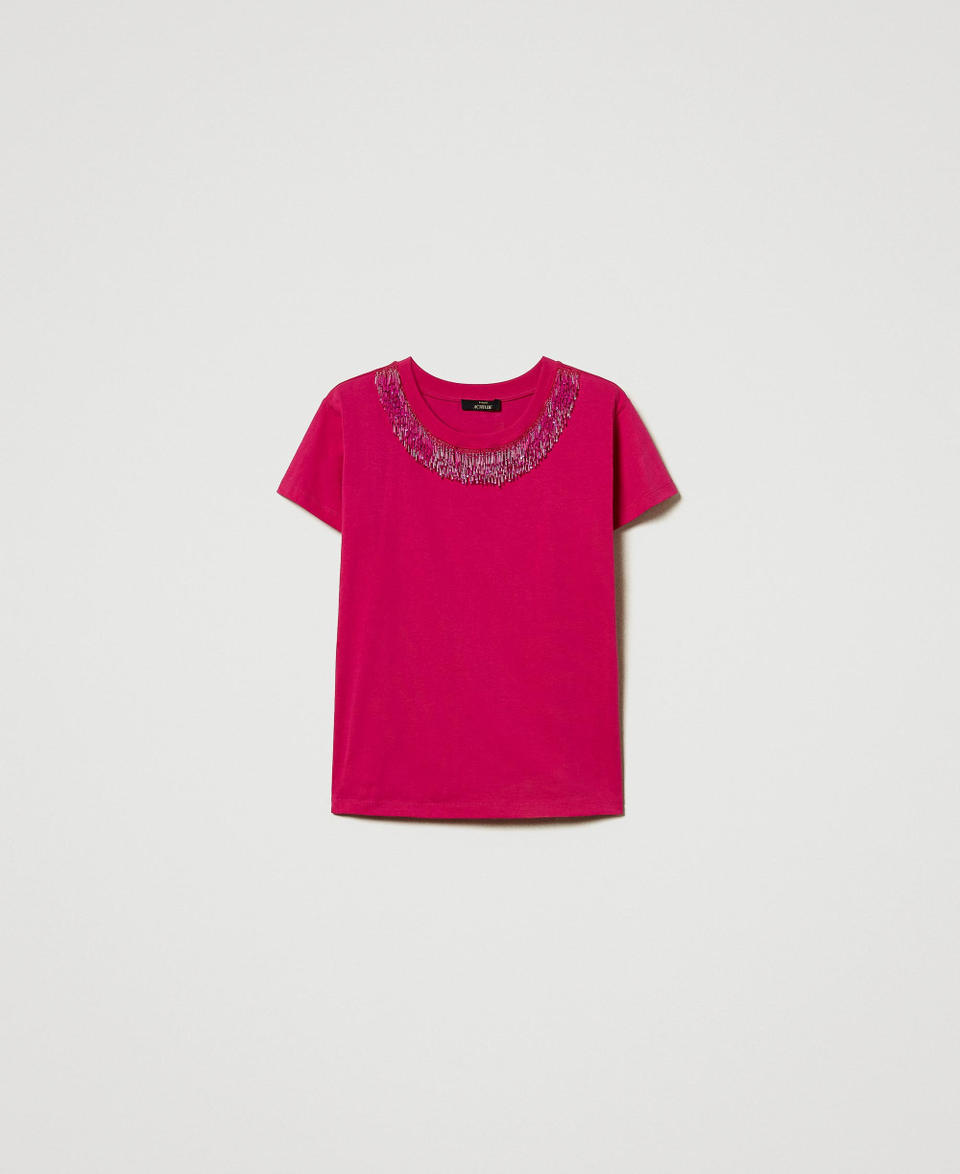 Twin Set T-shirt con frange ricamate Super sconto