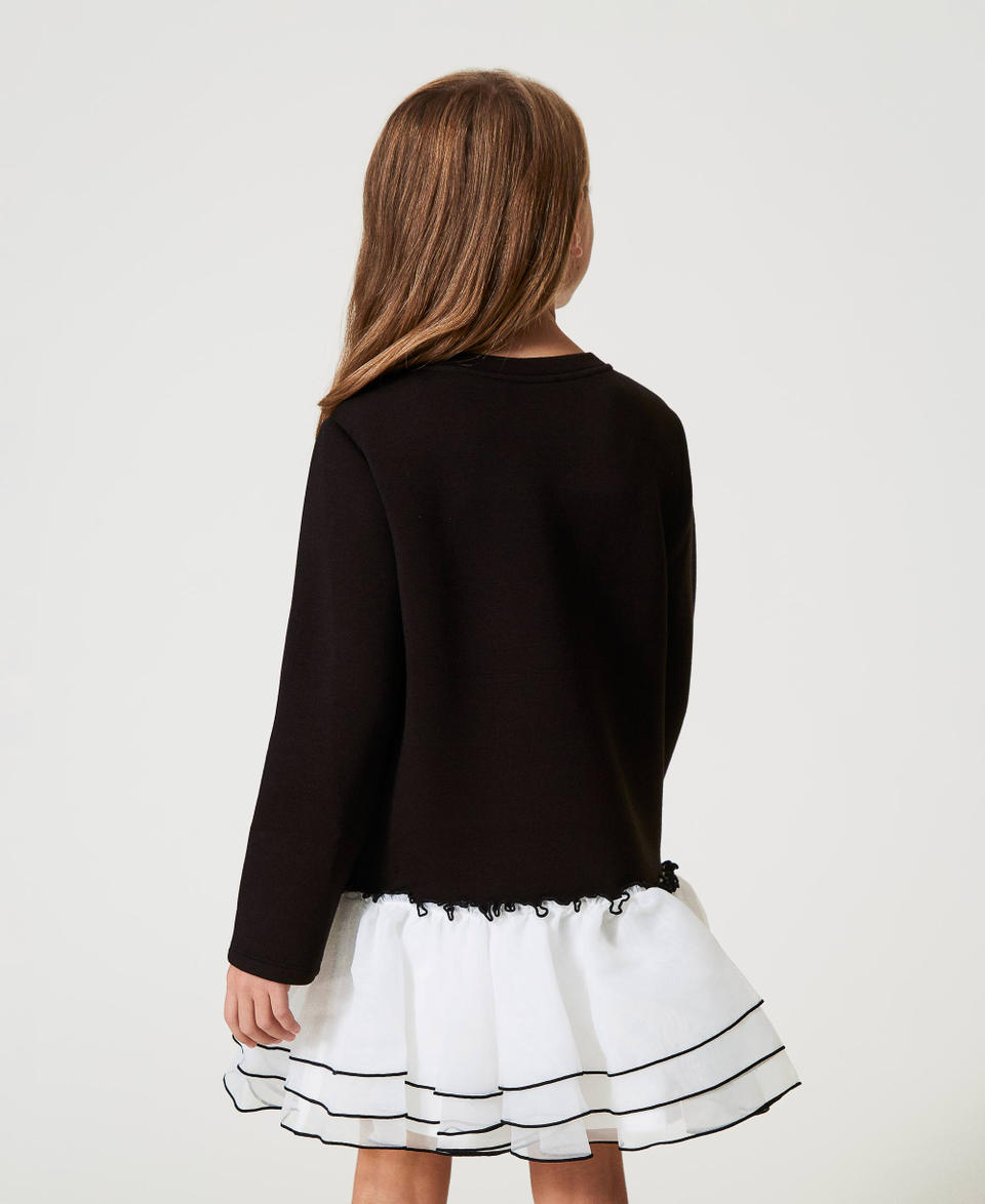 Twin Set Abito corto in tessuto scuba e organza 50% di sconto con spedizione gratuita