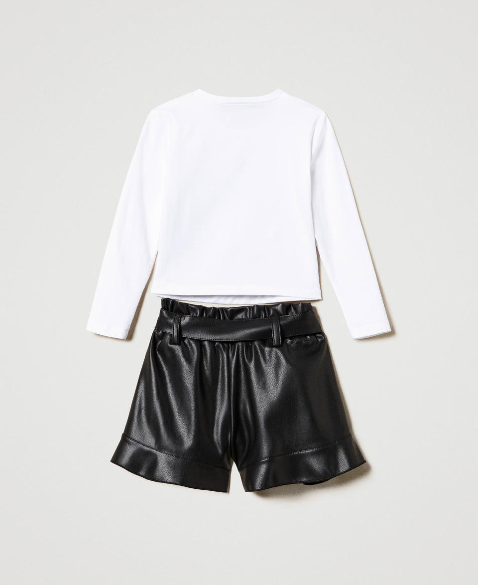 Twin Set T-shirt con stampa e shorts con volant Esporta salva