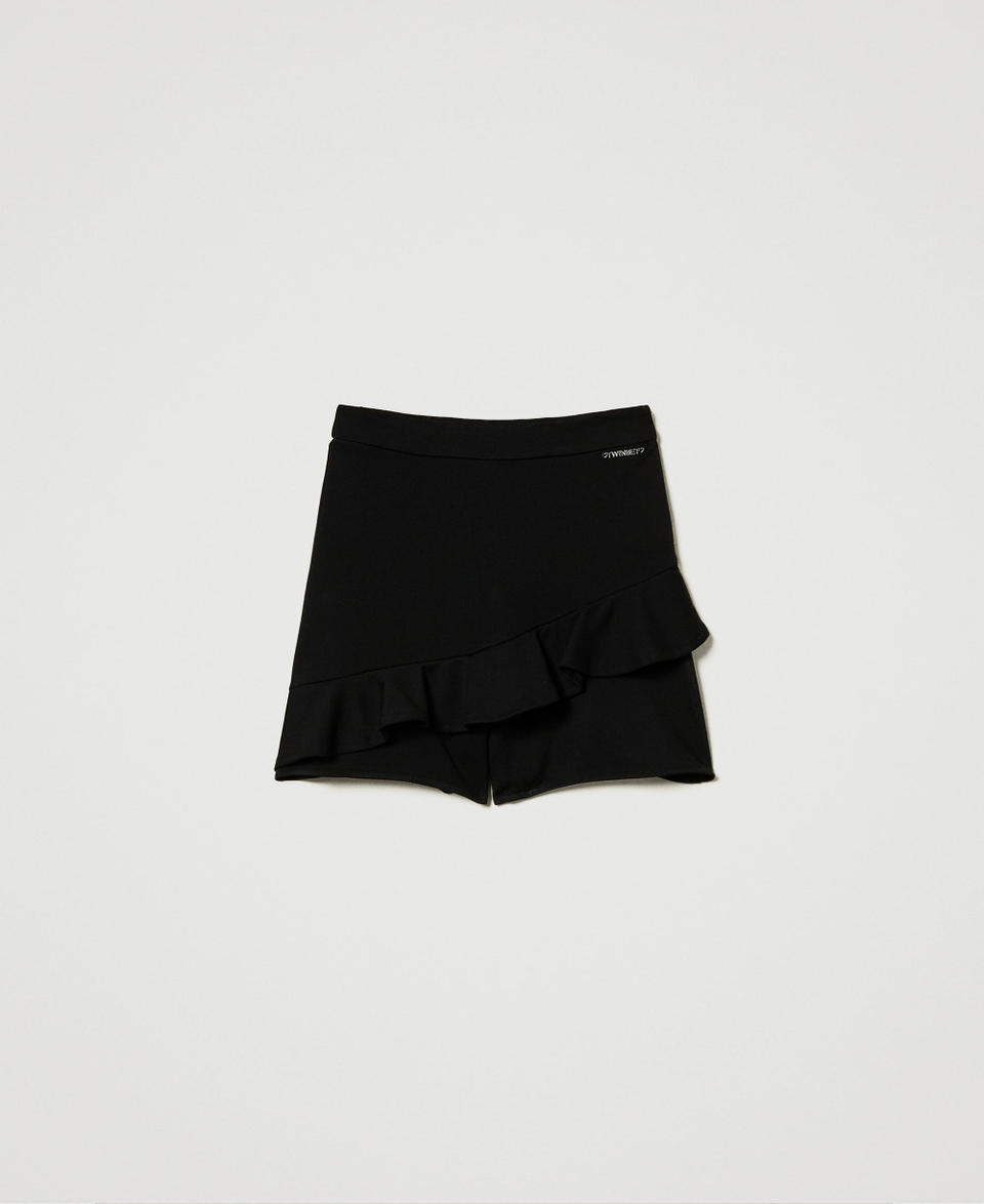 Twin Set Shorts con volant e logo Italy