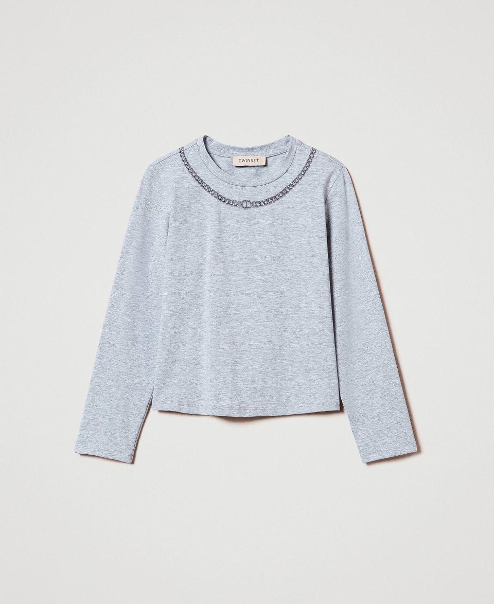 Twin Set T-shirt con stampa collana e strass Italia