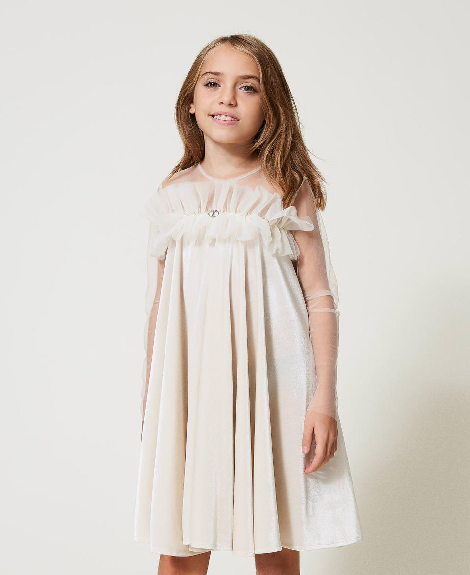 Twin Set Abito corto in ciniglia e tulle Vendita