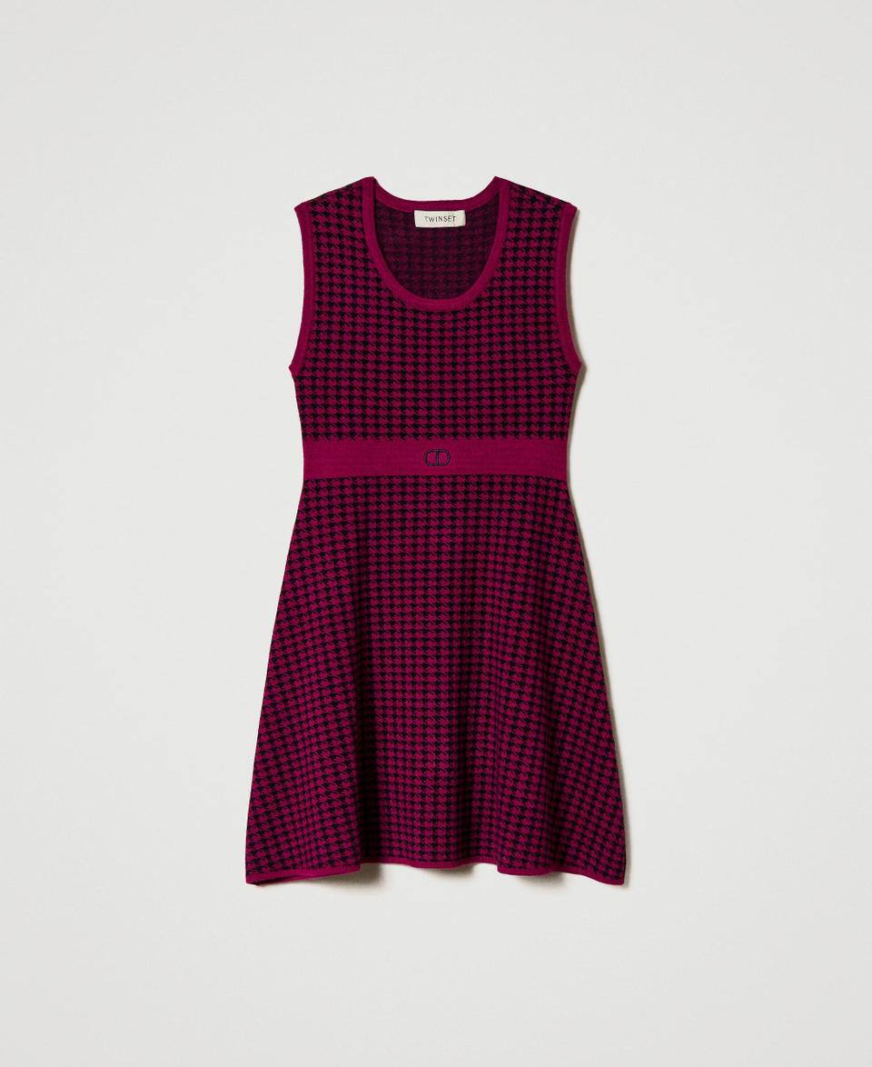 Twin Set Abito corto in maglia jacquard pied de poule Spedizione Gratuita