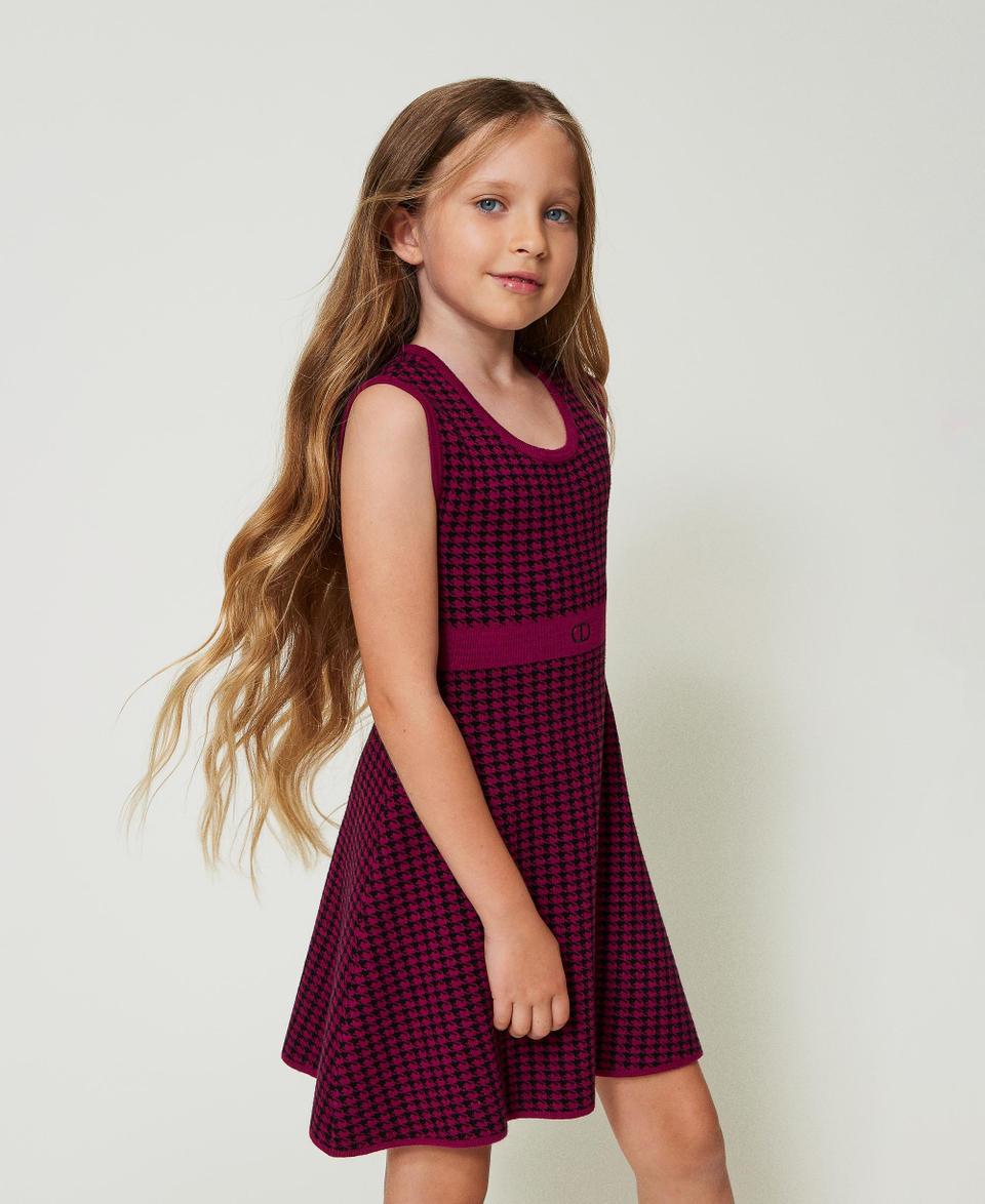 Twin Set Abito corto in maglia jacquard pied de poule Spedizione Gratuita