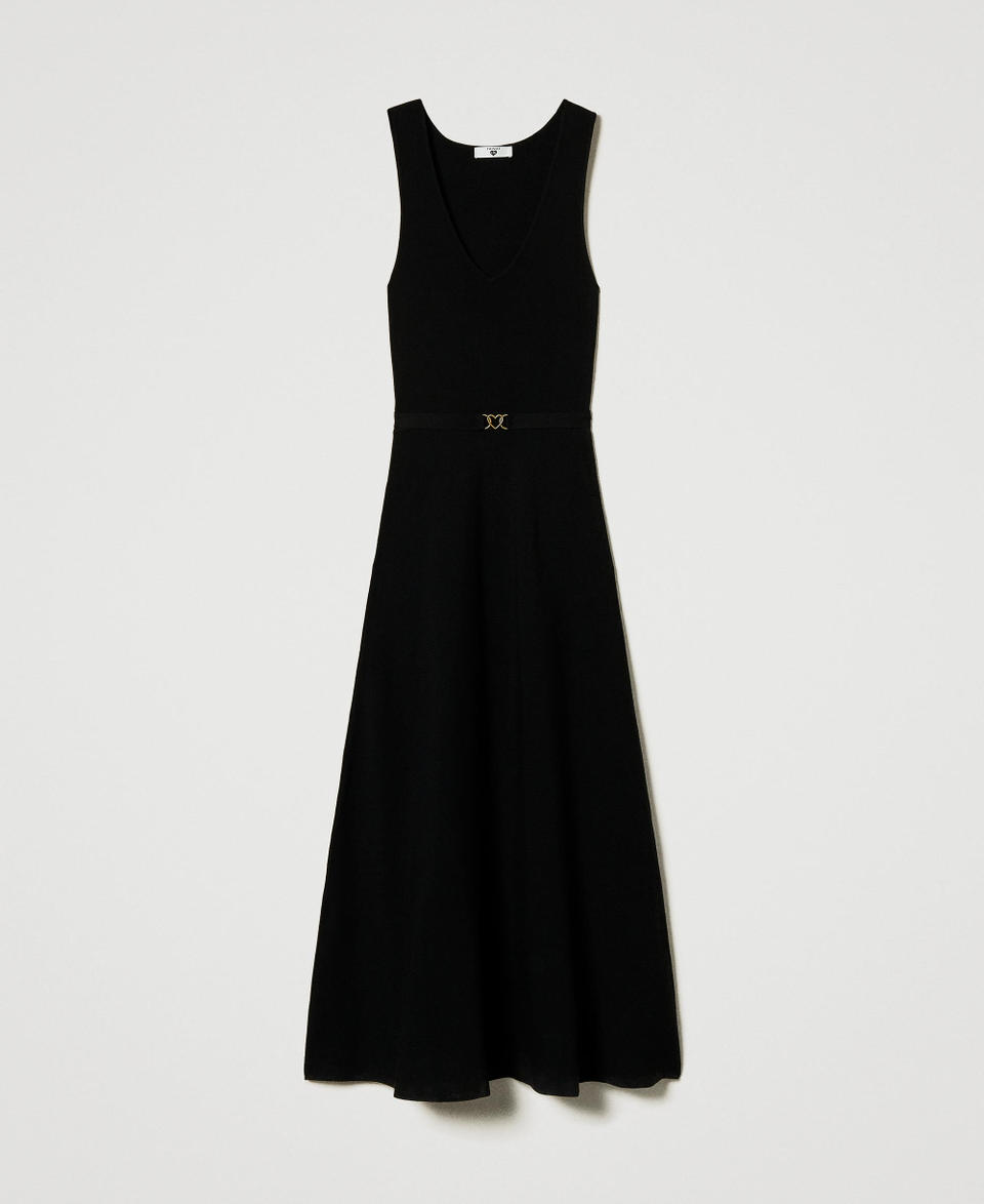 Twin Set Abito lungo in maglia con cintura Negozi Online