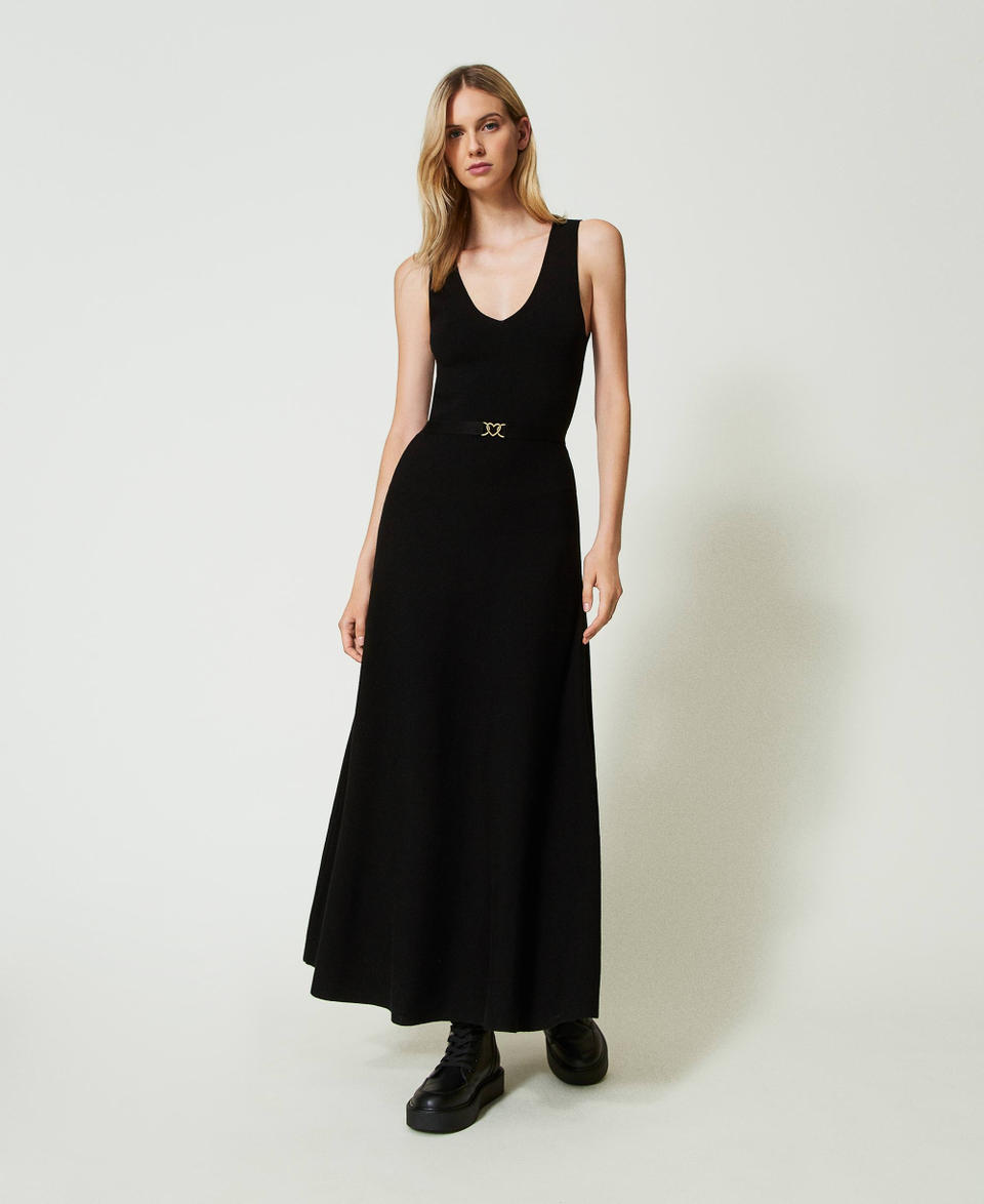 Twin Set Abito lungo in maglia con cintura Negozi Online