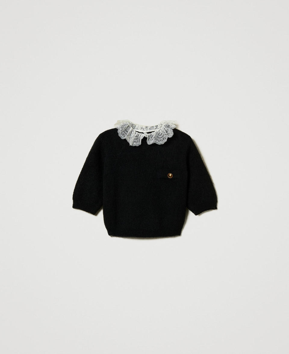 Twin Set Maglia 'Charlotte' in misto mohair con pizzo Consegna Veloce