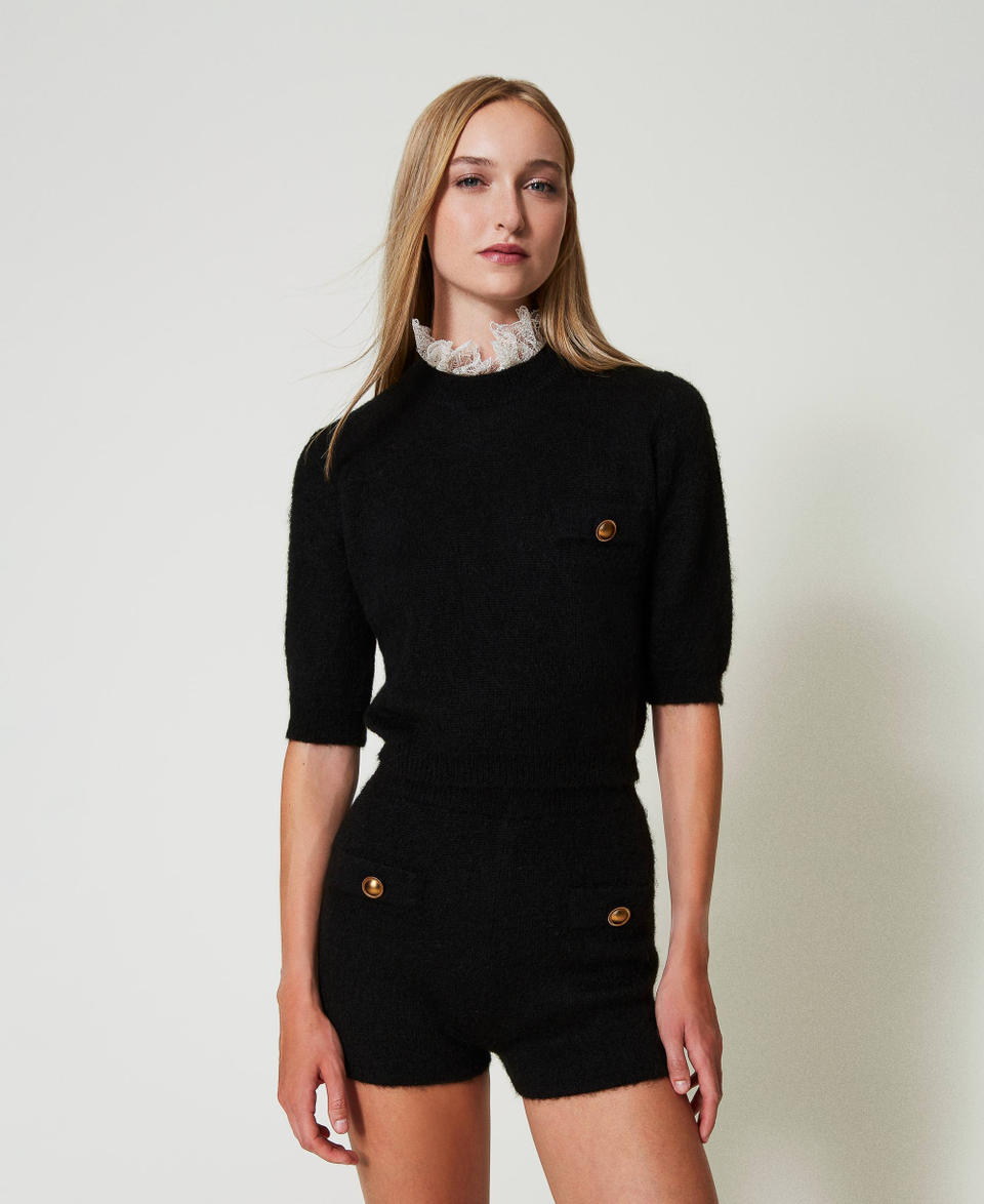 Twin Set Maglia 'Charlotte' in misto mohair con pizzo Consegna Veloce