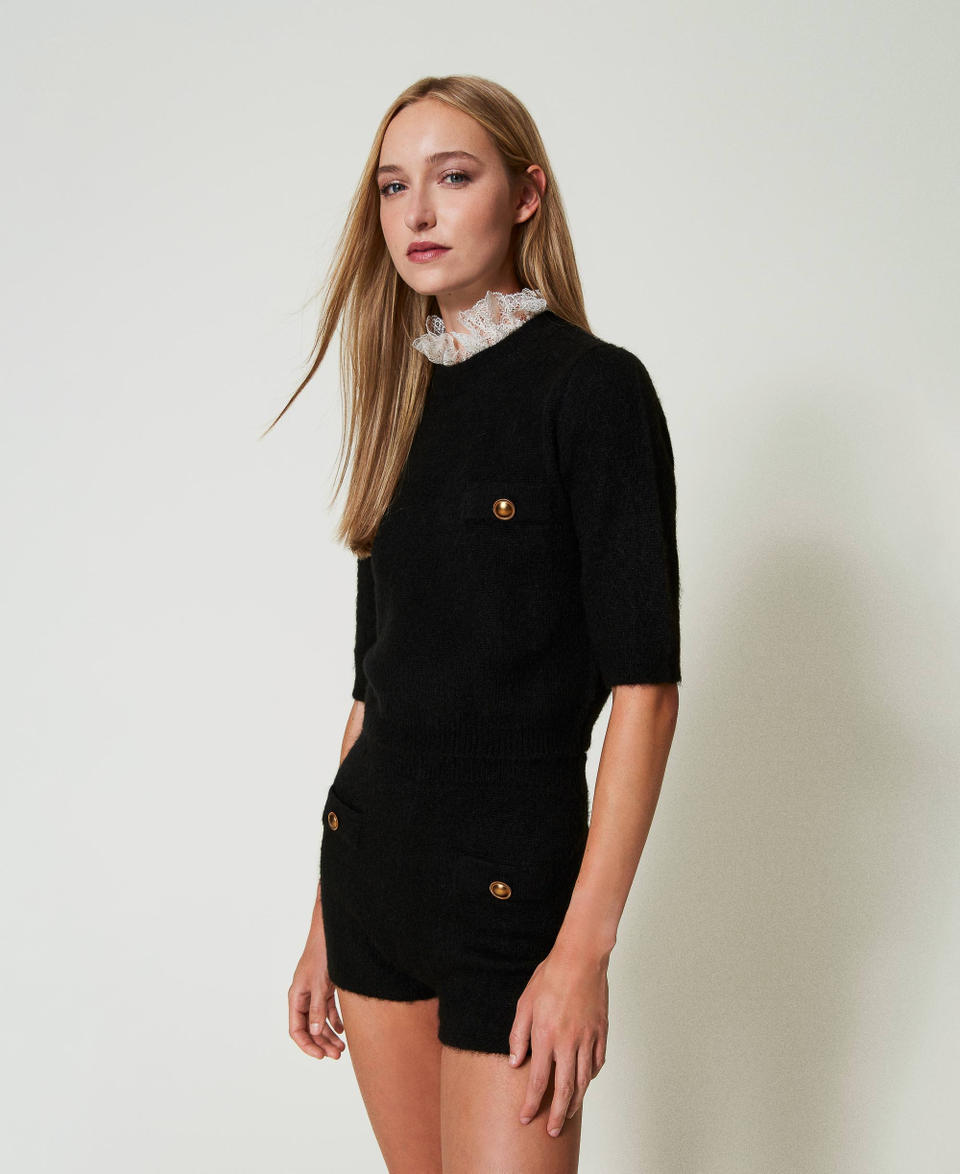 Twin Set Maglia 'Charlotte' in misto mohair con pizzo Consegna Veloce
