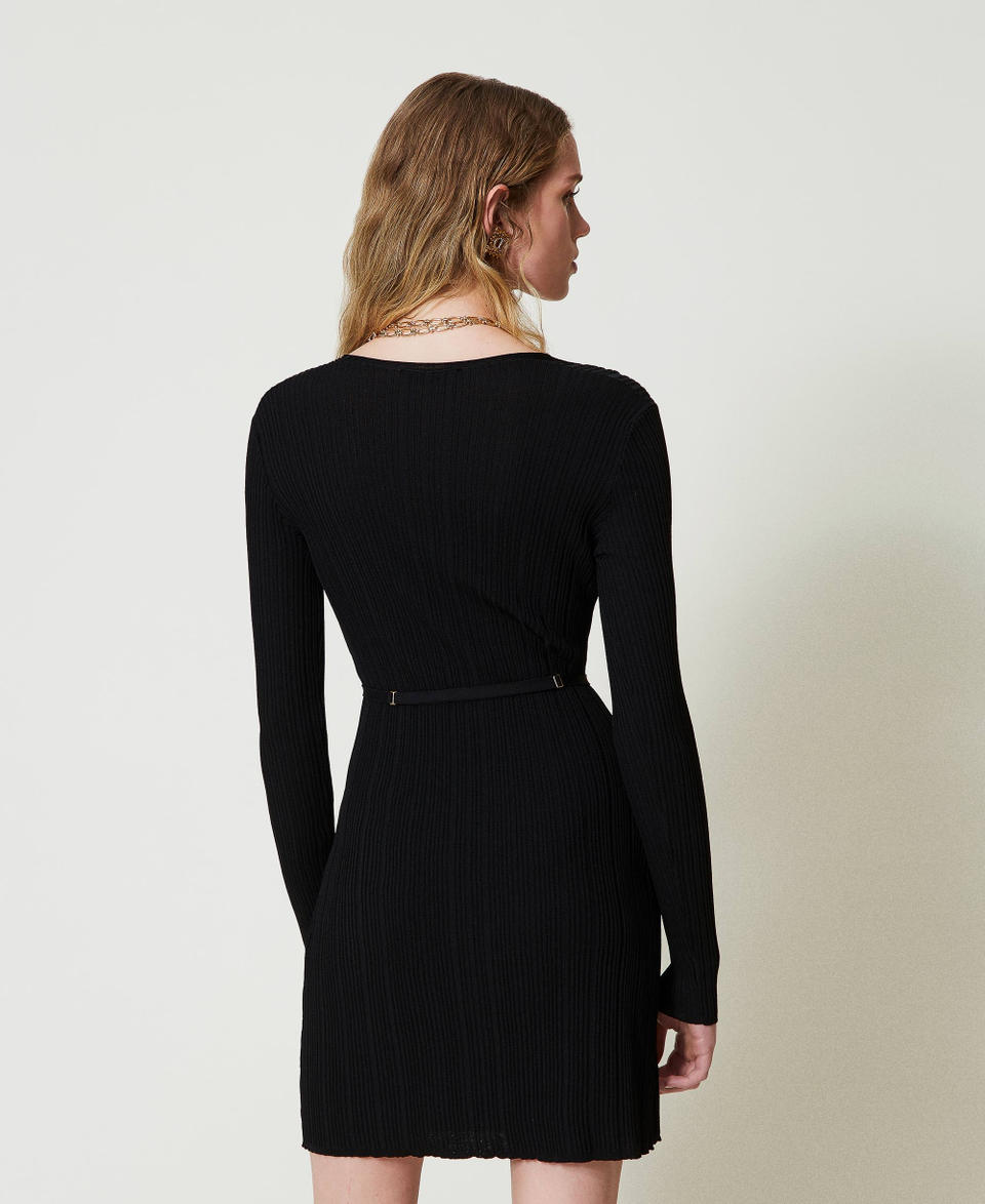 Twin Set Abito corto in maglia a costine con cintura Affare Del Giorno