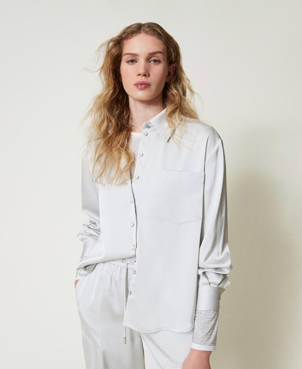Twin Set Camicia in raso con bottone gioiello Outlet