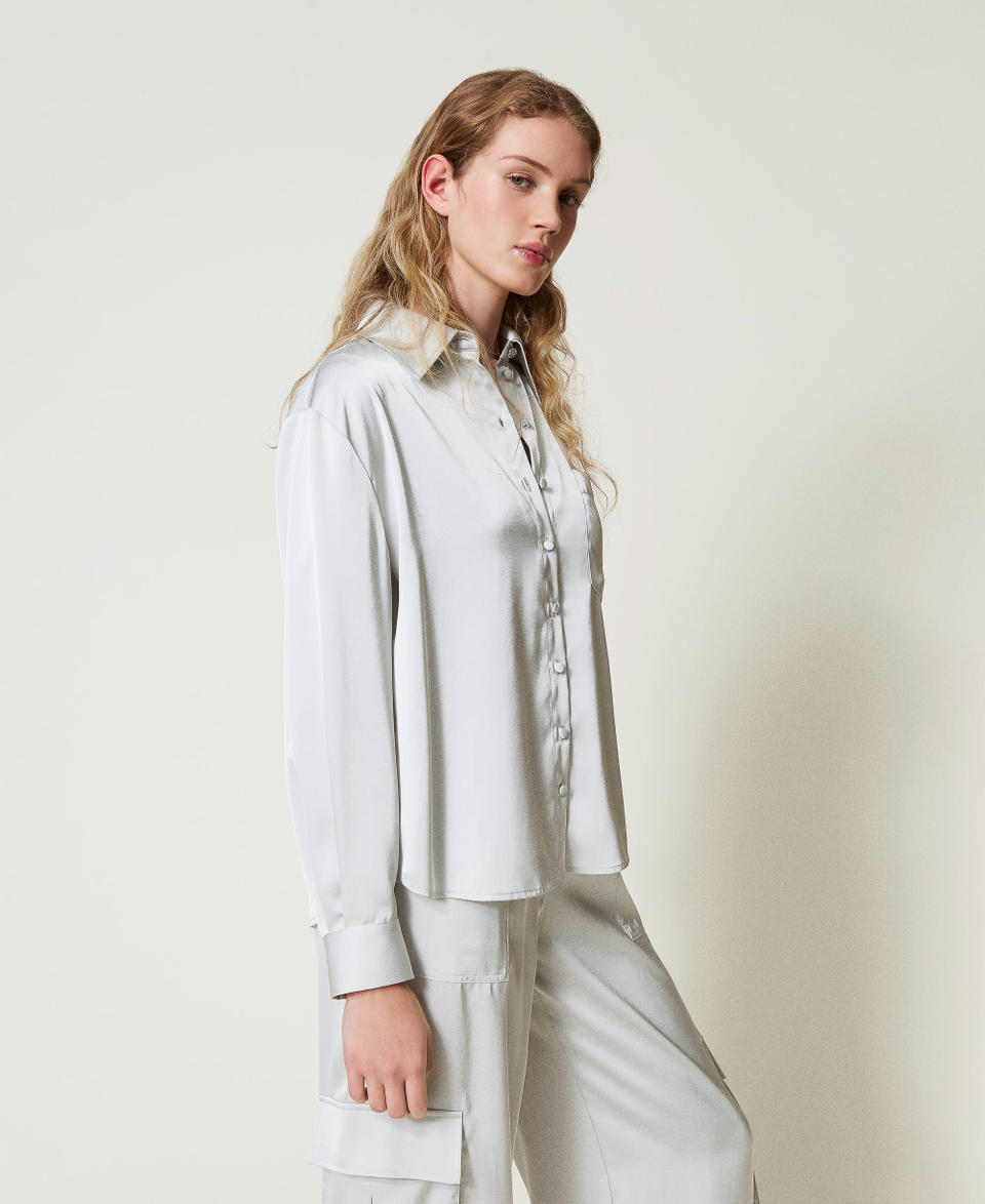 Twin Set Camicia in raso con bottone gioiello Outlet