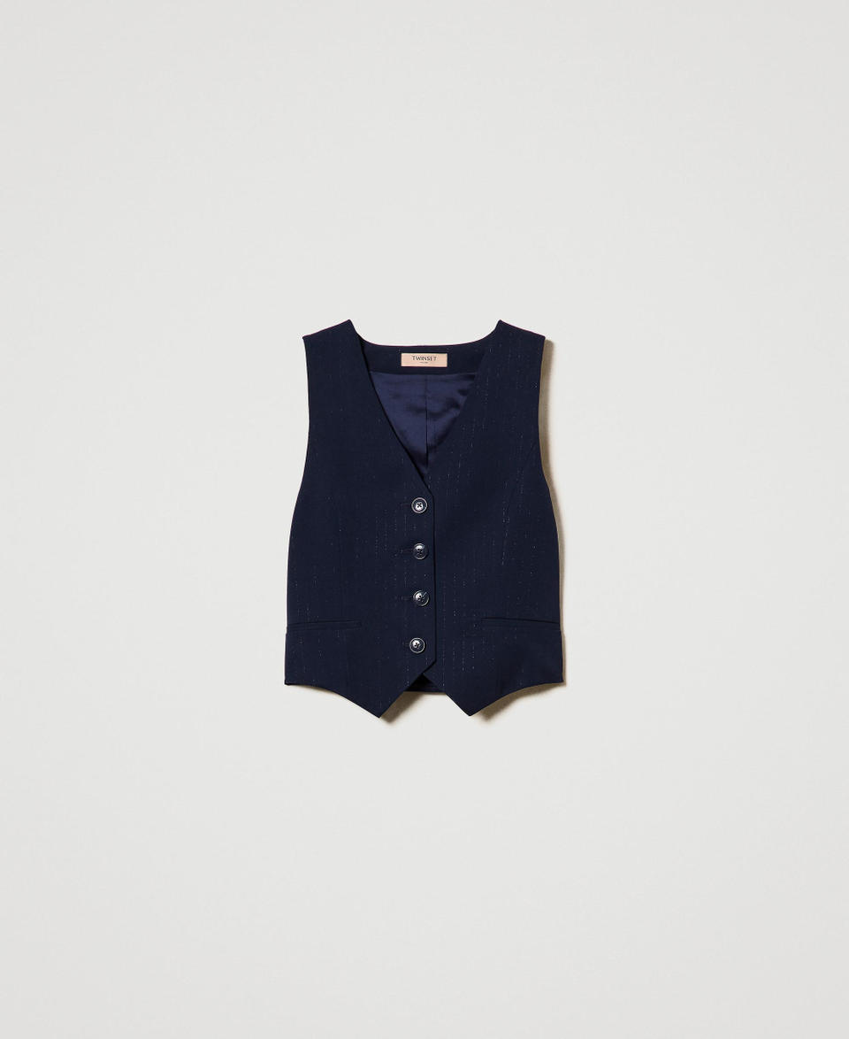 Twin Set Gilet fitted gessato lurex Saldi