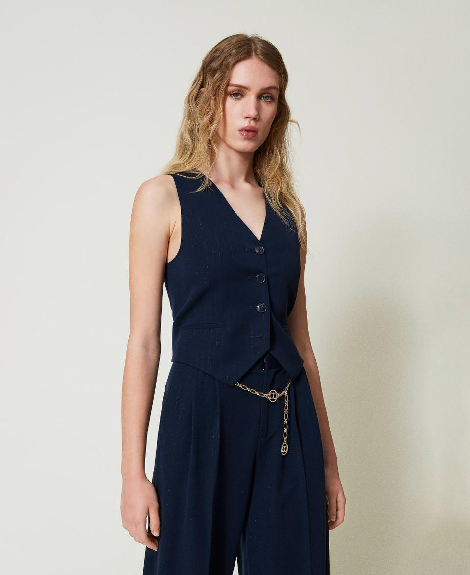 Twin Set Gilet fitted gessato lurex Saldi