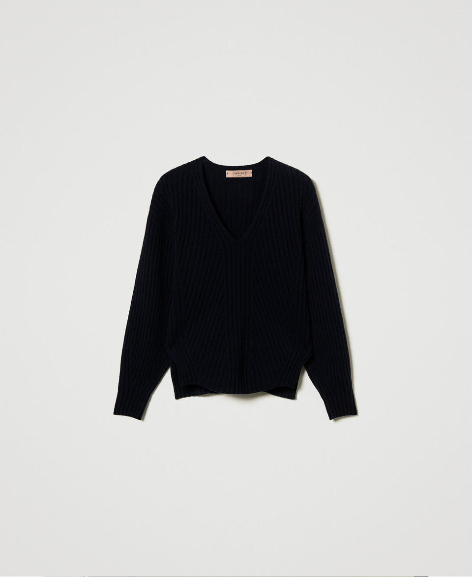 Twin Set Maglia in lana e cashmere a costine Offerte