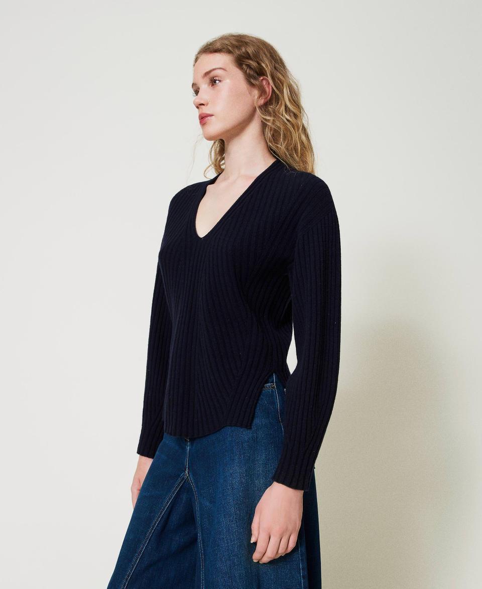 Twin Set Maglia in lana e cashmere a costine Offerte