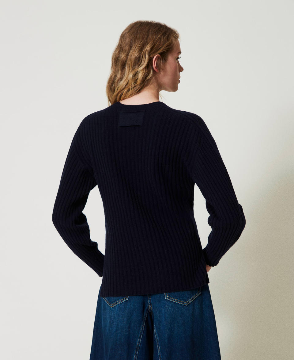 Twin Set Maglia in lana e cashmere a costine Offerte