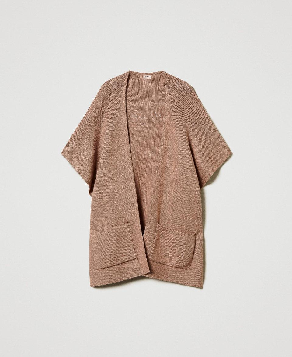 Twin Set Poncho in maglia con ricamo logo Hotsell