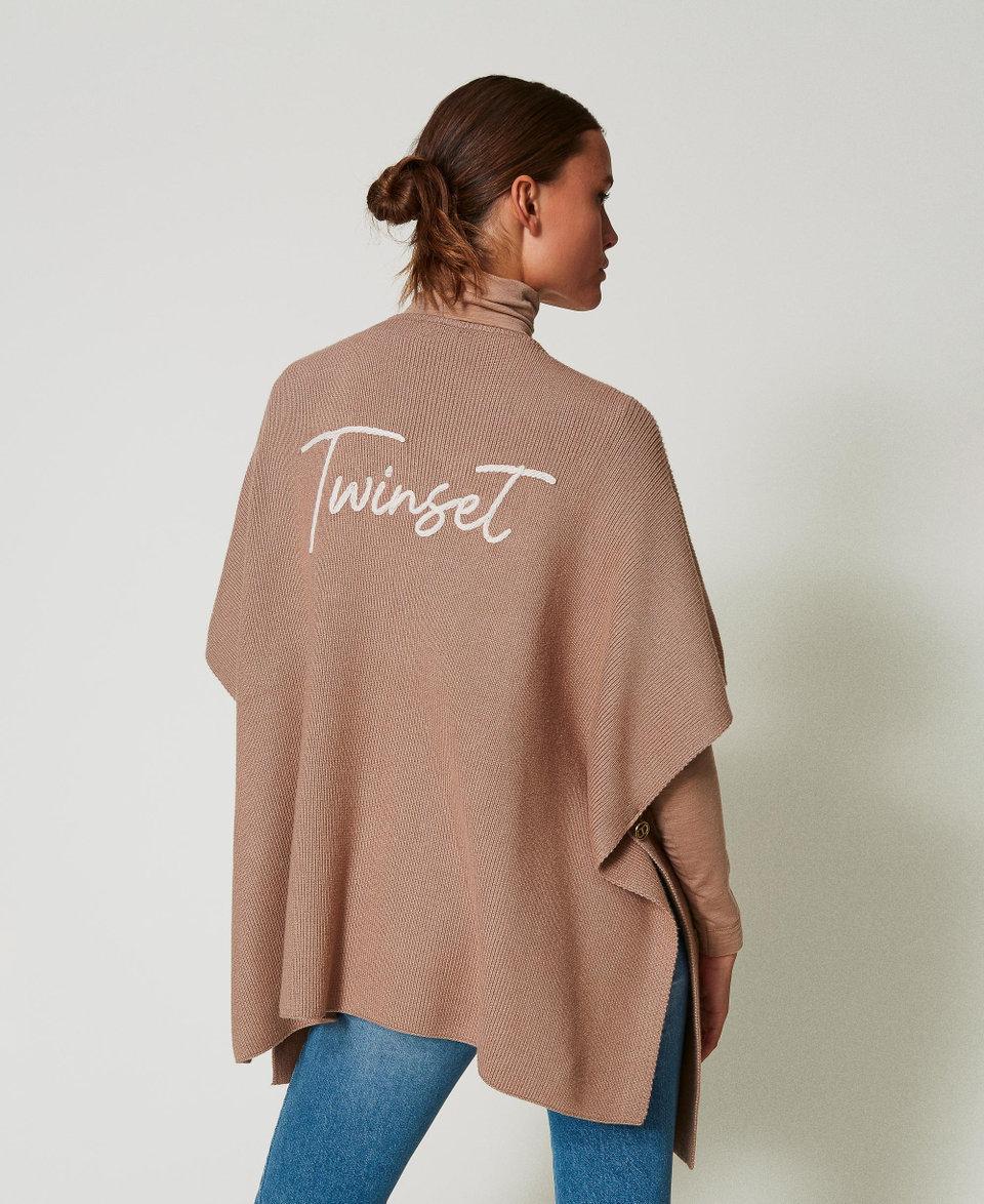 Twin Set Poncho in maglia con ricamo logo Hotsell
