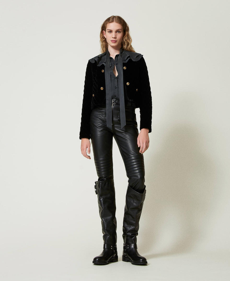 Twin Set Pantaloni biker 'Fairfax' in pelle Vendite Flash