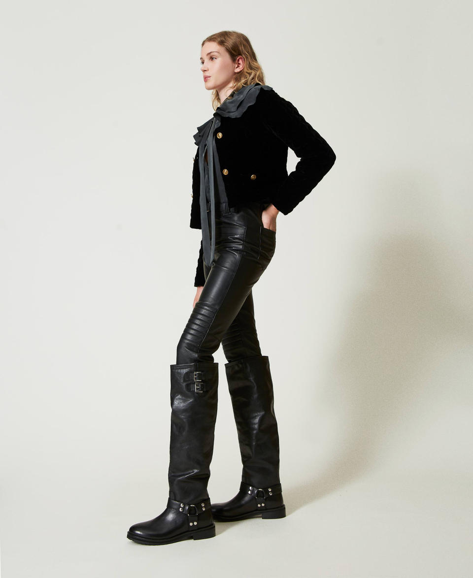 Twin Set Pantaloni biker 'Fairfax' in pelle Vendite Flash