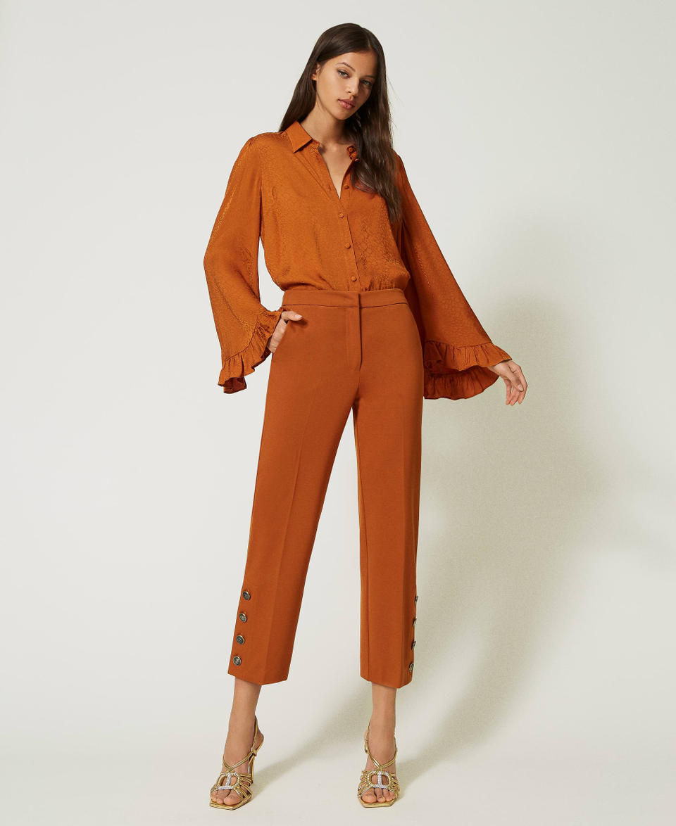 Twin Set Pantaloni cropped con bottoni Prezzo di fabbrica