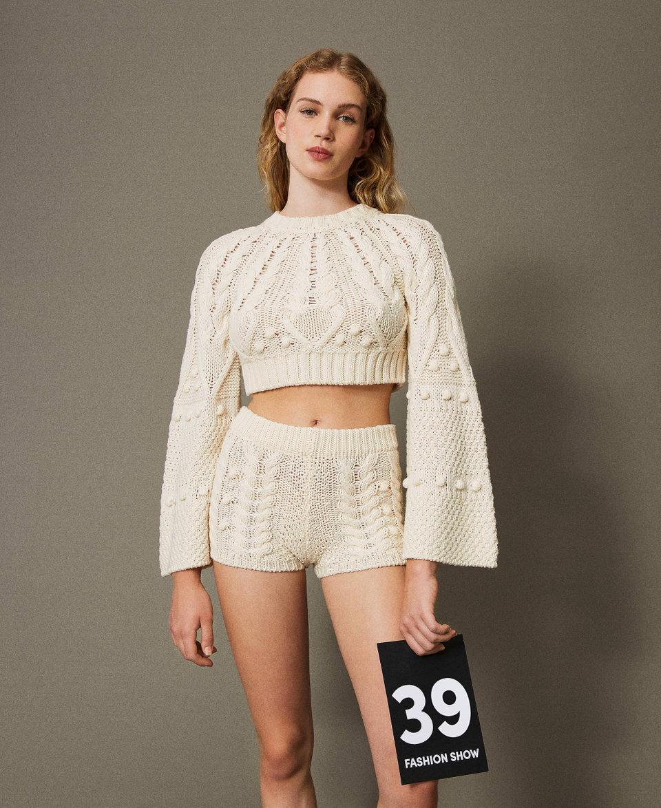 Twin Set Maglia cropped in lana Grande vendita