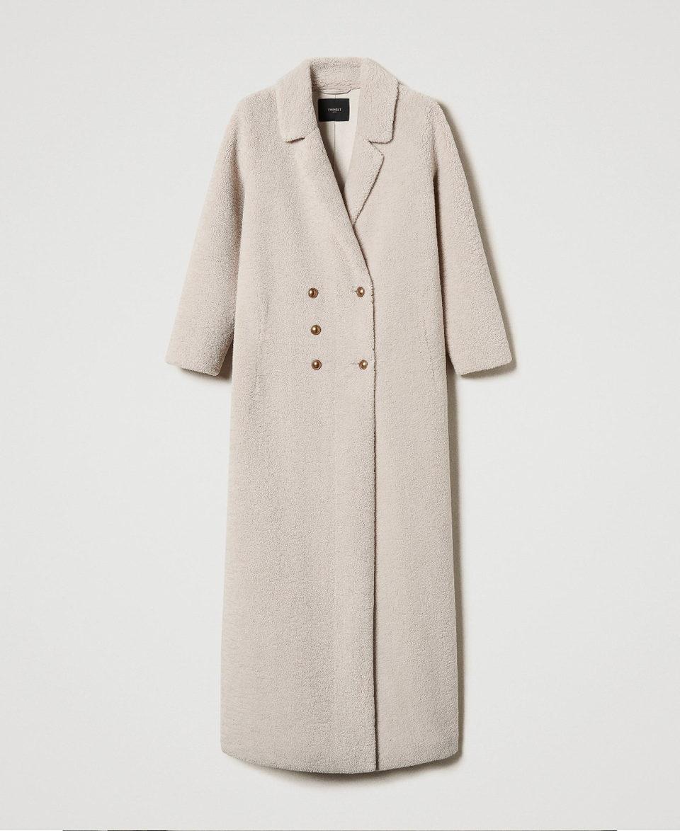 Twin Set Cappotto lungo doppiopetto in faux fur Fornitura limitata