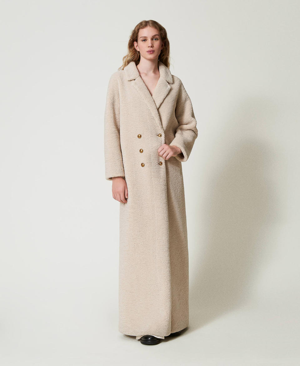 Twin Set Cappotto lungo doppiopetto in faux fur Fornitura limitata