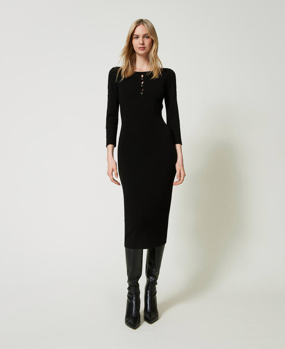 Twin Set Abito longuette in maglia con cut-out e borchie Vendite stagionali